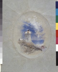 洛斯托菲灯塔（蓝色纸张上的水粉画） 作者 约瑟夫·马洛德·威廉·特纳