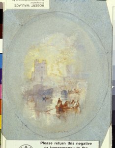 奥福德港（蓝纸上用钢笔和墨水强化的水粉画） 作者 约瑟夫·马洛德·威廉·特纳