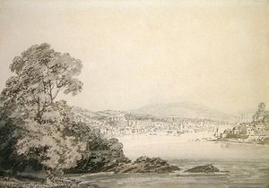 河景（纸上钢笔、墨水和水墨）。 作者 约瑟夫·马洛德·威廉·特纳