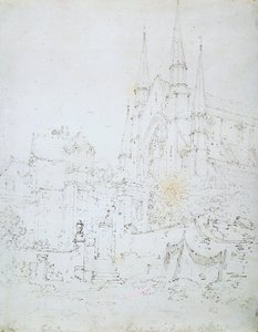 伍斯特大教堂西窗（白纸铅笔画） 作者 约瑟夫·马洛德·威廉·特纳