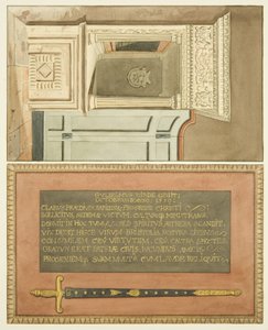 圣马可威廉伯德纪念碑的尽头，铭文和绘画大师剑（纸本水彩） 作者 约瑟夫·曼宁