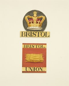 Bristol Crown 和 Bristol Union Fire Offices 的房屋徽章或 Firemarks 作者 约瑟夫·曼宁