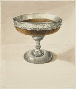 Mazer Bowl 和 Tazza，结合在一起（纸本水彩） 作者 约瑟夫·曼宁