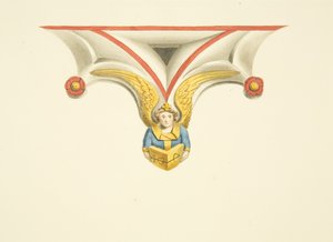 圣玛丽-雷德克里夫的坎恩格斯墓的一个尖顶（纸上水彩画 作者 约瑟夫·曼宁