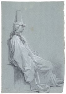一位年轻人坐在东方服装，1748年（粉笔在纸上）