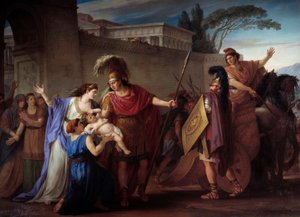 Hector and Andromaque farewell. Leaving for the Trojan War Hector leaves his wife and son Astyanax. Painting by Joseph Marie Vien (1716-1809) 1786 Sun. 3,29 X 4,25 m