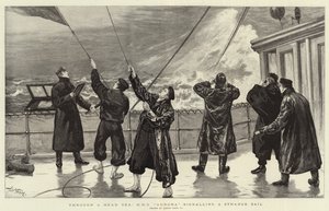 通过头海，HMS Aurora发出奇怪的风帆信号 作者 Joseph Nash