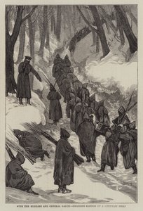 与俄罗斯人和将军Rauch一起，将加农炮拖上山陡峭 作者 Joseph Nash