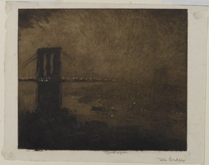 布鲁克林大桥在晚上，1922年 作者 约瑟夫·彭内尔