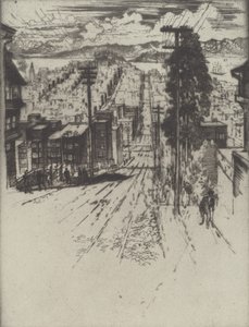 下山和上山到海湾，旧金山，1912年。 作者 约瑟夫·彭内尔