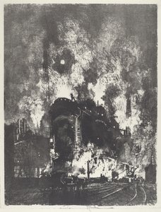 炉子在夜间，1916年。 作者 约瑟夫·彭内尔