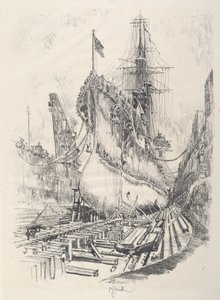 在干船坞，1917年。 作者 约瑟夫·彭内尔