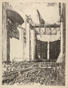 铺设 Pedro Miguel Lock 地板 作者 约瑟夫·彭内尔