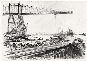希望山，从巴拿马运河的第二板，Joseph Pennell，1912年（木炭） 作者 约瑟夫·彭内尔