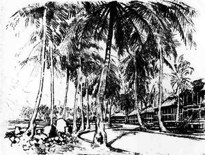 1912年约瑟夫·彭内尔（Joseph Pennell）的“巴拿马运河”（The Panama Canal）的美国区（木炭纸） 作者 约瑟夫·彭内尔
