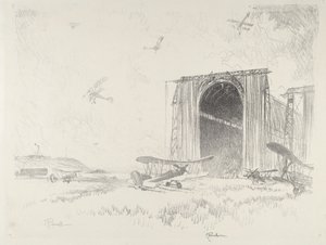 气球棚，1916年。 作者 约瑟夫·彭内尔