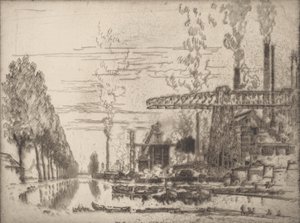 布鲁塞尔运河，一个现代霍贝玛，1910年。 作者 约瑟夫·彭内尔