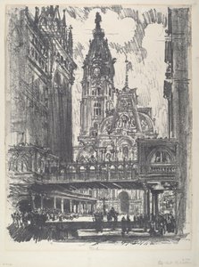 市政厅和跨市场街的大桥，1912年。 作者 约瑟夫·彭内尔