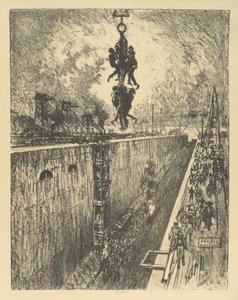 结束了一天，Gatun Lock，1912年 作者 约瑟夫·彭内尔