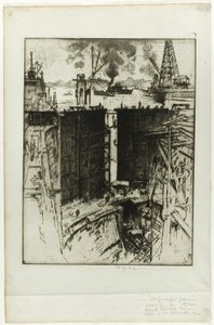巴拿马加通水闸守门人 作者 Joseph Pennell