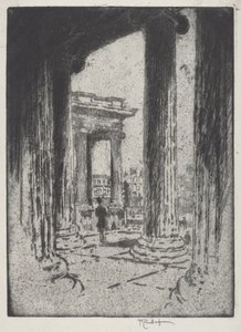 大英博物馆门廊 作者 Joseph Pennell