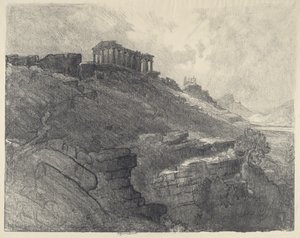 墙上的庙宇，Girgenti，1913年。 作者 约瑟夫·彭内尔