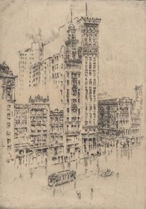 联合广场，雨天，1904年。 作者 约瑟夫·彭内尔