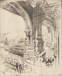 在渡口内，纽约科特兰特街，1919年。 作者 约瑟夫·彭内尔