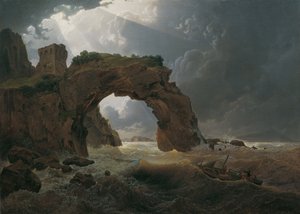 米利斯科拉附近 Arco di Miseno 的海上风暴，可眺望尼西达