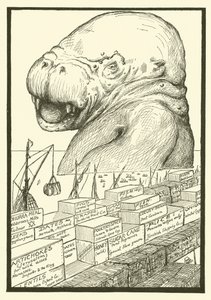 从海里出来的动物（版画） 作者 约瑟夫·拉迪亚德（后）吉卜林