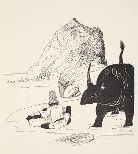 Parsee开始在无人岛上吃他的蛋糕，来自Rudyard Kipling，酒吧的“Just So Stories for Little Children”。伦敦，1951年