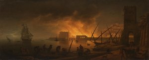 海港夜间的火灾，1748 年