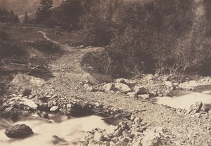 从巴黎人瀑布回来的路上拍摄的阿尔多瓦兹桥，卢琼，1853年。