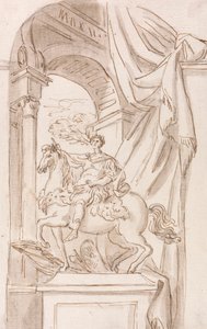 对阿戈斯蒂诺·科尔纳基尼 (Agostino Cornacchini) 的查理曼雕像的研究，罗马圣彼得大教堂 作者 约瑟夫·威尔顿