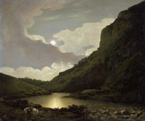 Matlock Tor by Moonlight，c.1777-80（布面油画） 作者 德比的约瑟夫·赖特