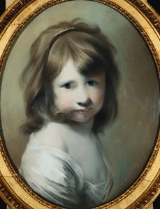 艺术家的女儿哈里特·赖特（Harriet Wright）的画像，小时候，胸围长，从她的右肩望去， 作者 德比的约瑟夫·赖特