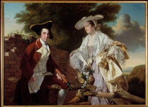 制图师 Peter Perez Burdett (1735-1793) 和他的妻子 Hannah 的肖像 德比的 Joseph Wright (1734-1797) 绘画 1765 布拉格，国家美术馆 作者 德比的约瑟夫·赖特