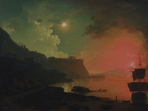 从波西利波俯瞰维苏威火山 作者 德比的约瑟夫·赖特