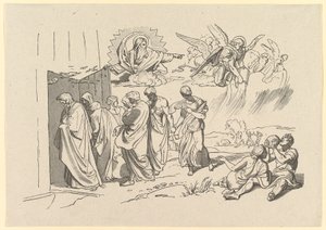 上帝召唤诺亚和他的家人进入方舟，1827年。