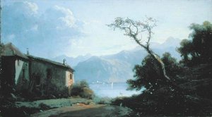 法国湖景》（布面油画