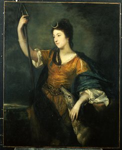 四分之三长度的安妮·道森夫人肖像，如戴安娜，1753-54年 作者 约书亚·雷诺兹（Joshua Reynolds）