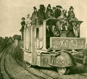 威廉-丘奇的蒸汽公路马车在伦敦和伯明翰之间运行》，1930年。 作者 乔赛亚·艾伦