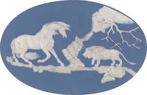 马被狮子惊吓的情节A，造型为1780年。