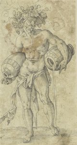 戴着藤叶缠绕帽子的裸体男人 作者 约斯特·安曼（可能）