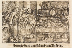 马克思·鲁波尔特着的《新食谱》。第一本带插图的德国食谱，1604年。