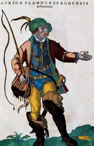 德国马车夫的服装，来自Habitus praecipuorum popularum的图画 作者 约斯特安曼