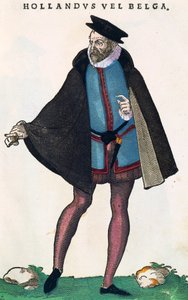 穿着传统服装的荷兰人，来自Habitus praecipuorum popularum的雕刻品 作者 约斯特安曼