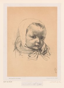 戴帽子的婴儿肖像 作者 weduwe Elias Spanier 和 Zn
