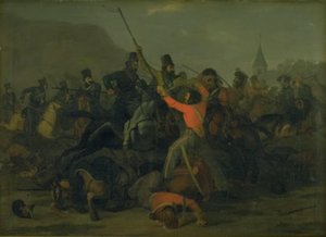 1813 年 12 月 6 日，在日德兰龙骑兵与哥萨克人的战斗中，邦克-伯尼希森上校倒下了 作者 约尔根诉索纳