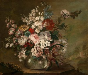 静物与花瓶中的花，c.1780-1790